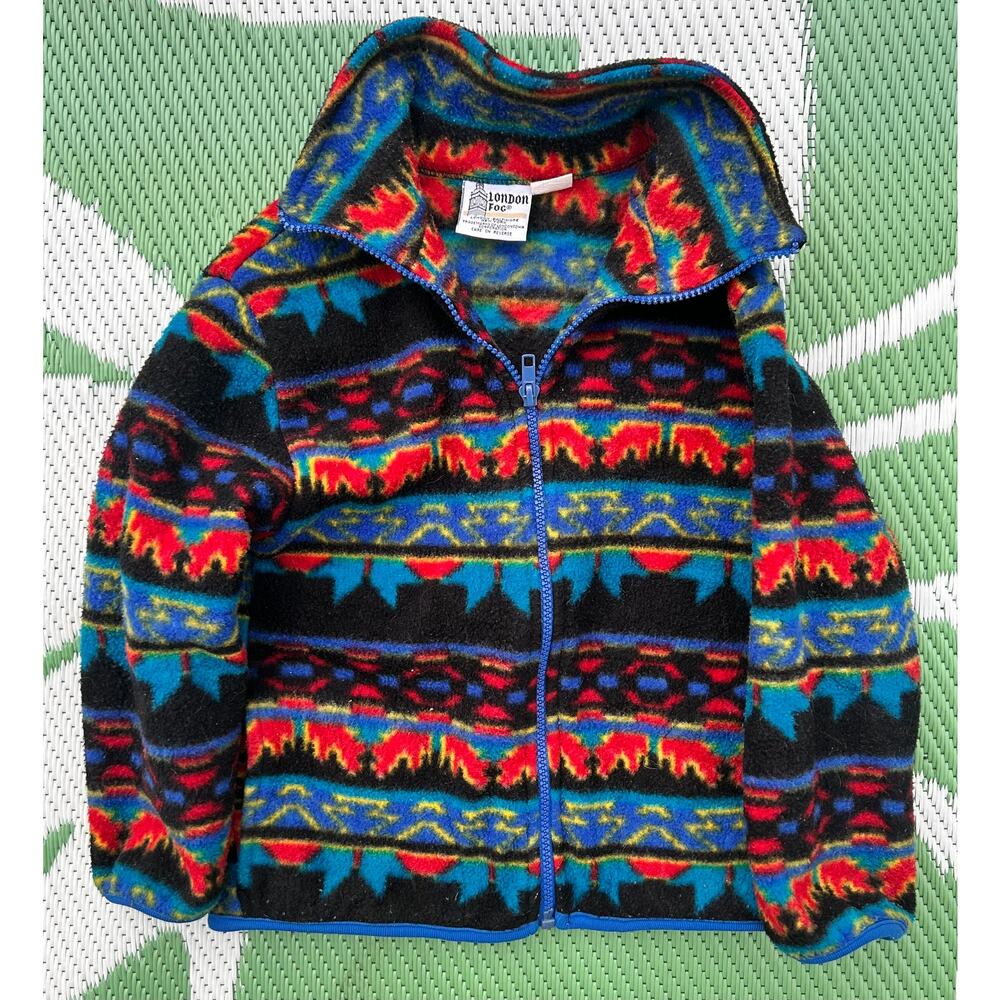 Vintage London Fog Southwestern Aztec Fleece Zip Jacket M (5–6) - Picture 1 of 4